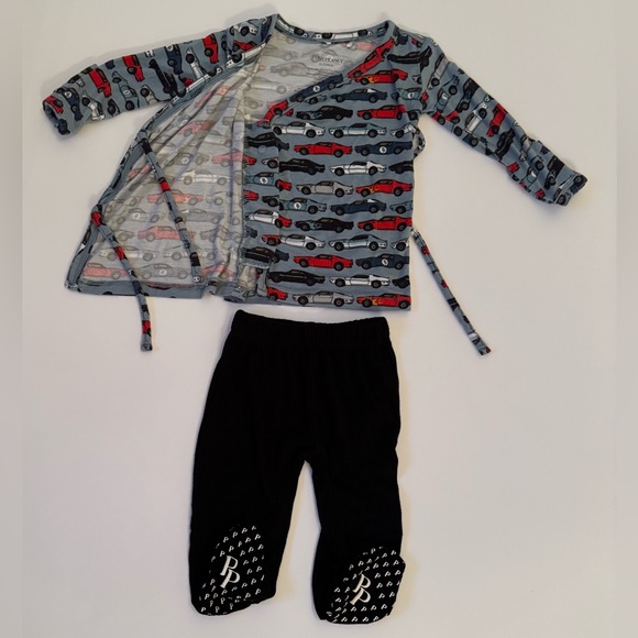 Posh Peanut Miles Car Print Kimono and Footie Matching 2-piece Set - Picture 3 of 8